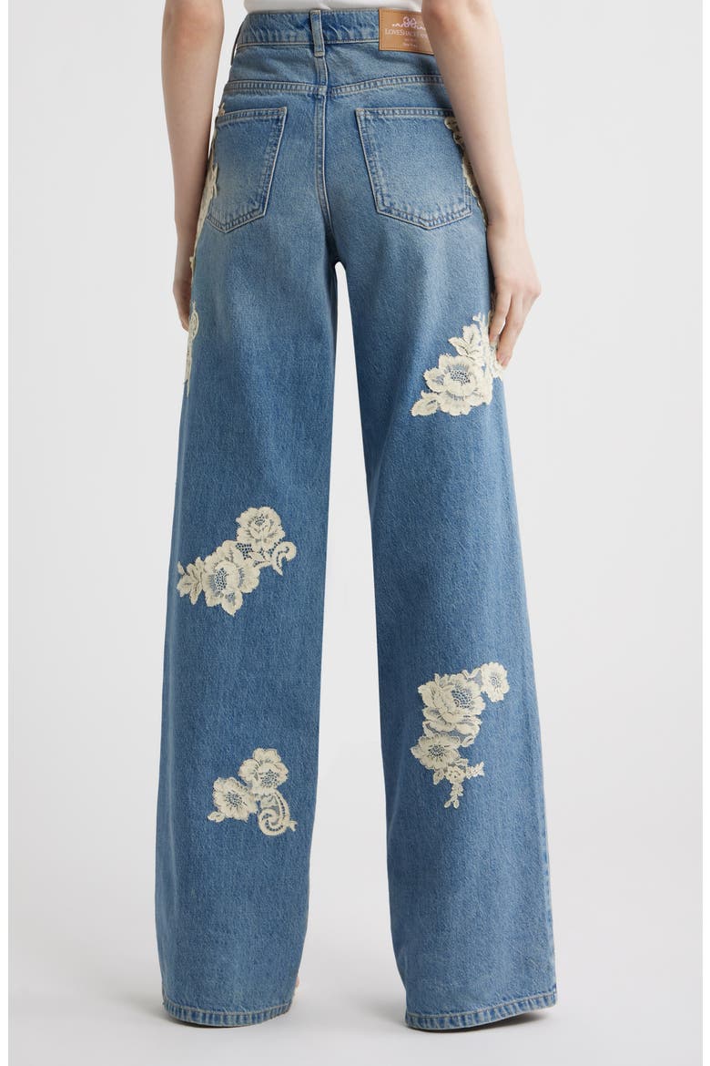 Bambie Lace Wide Leg Jeans, Alternate, color, FADED BLUE