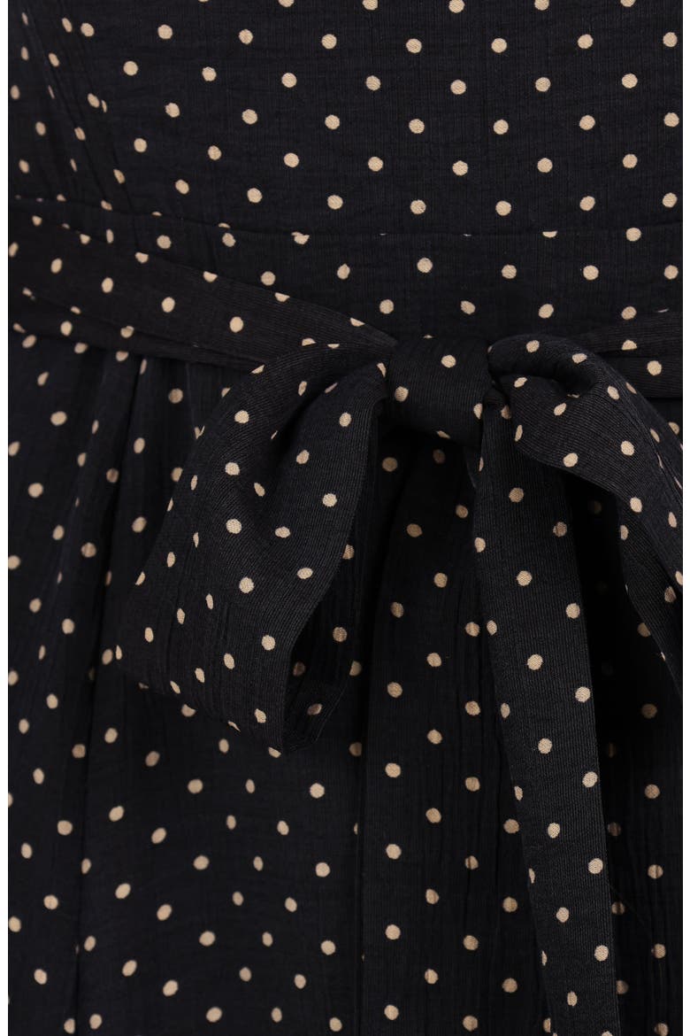 Ettie Polka Dot Long Sleeve Midi Dress, Alternate, color, BLACK POLKA DOT