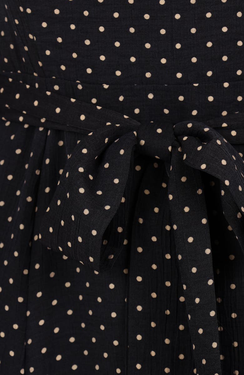 Petal & Pup Ettie Polka Dot Long Sleeve Midi Dress, Alternate, color, Black Polka Dot