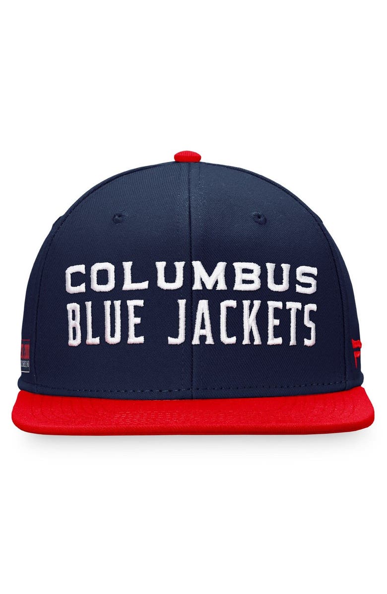 FANATICS Men's Fanatics Branded Navy/Red Columbus Blue Jackets Iconic Color Blocked Snapback Hat, Alternate, color, Navy
