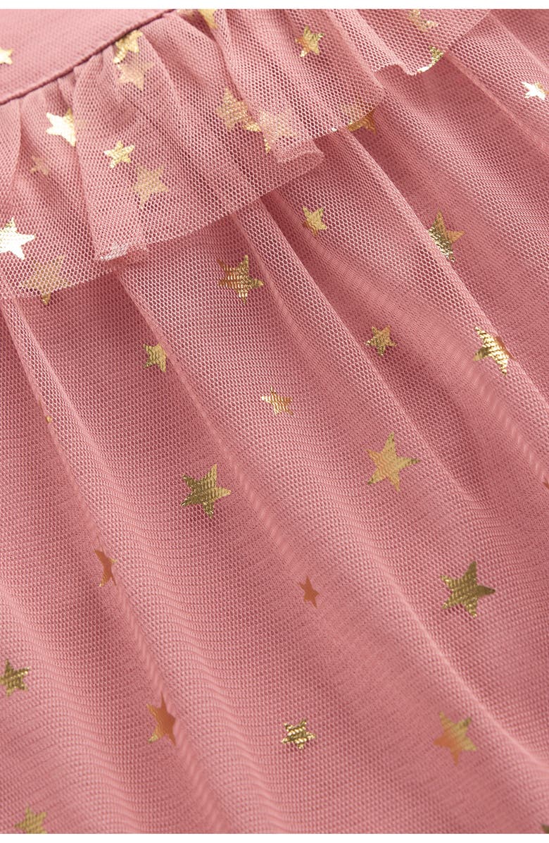 Mini Boden Kids' Foil Star Tulle Top, Alternate, color, Almond Pink Stars