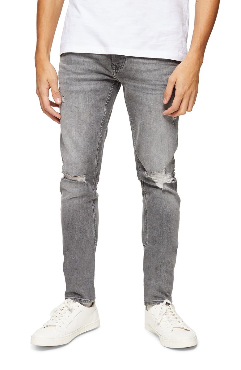 Topman Ripped Skinny Fit Jeans, Main, color, 