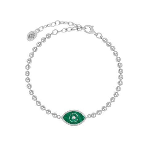 Constant Guardian Evil Eye Malachite Silver Bracelet