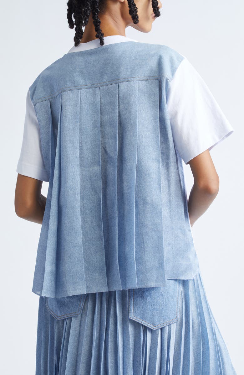 Sacai Mixed Media Jersey & Denim Pocket T-Shirt, Alternate, color, Off White/ Light Blue
