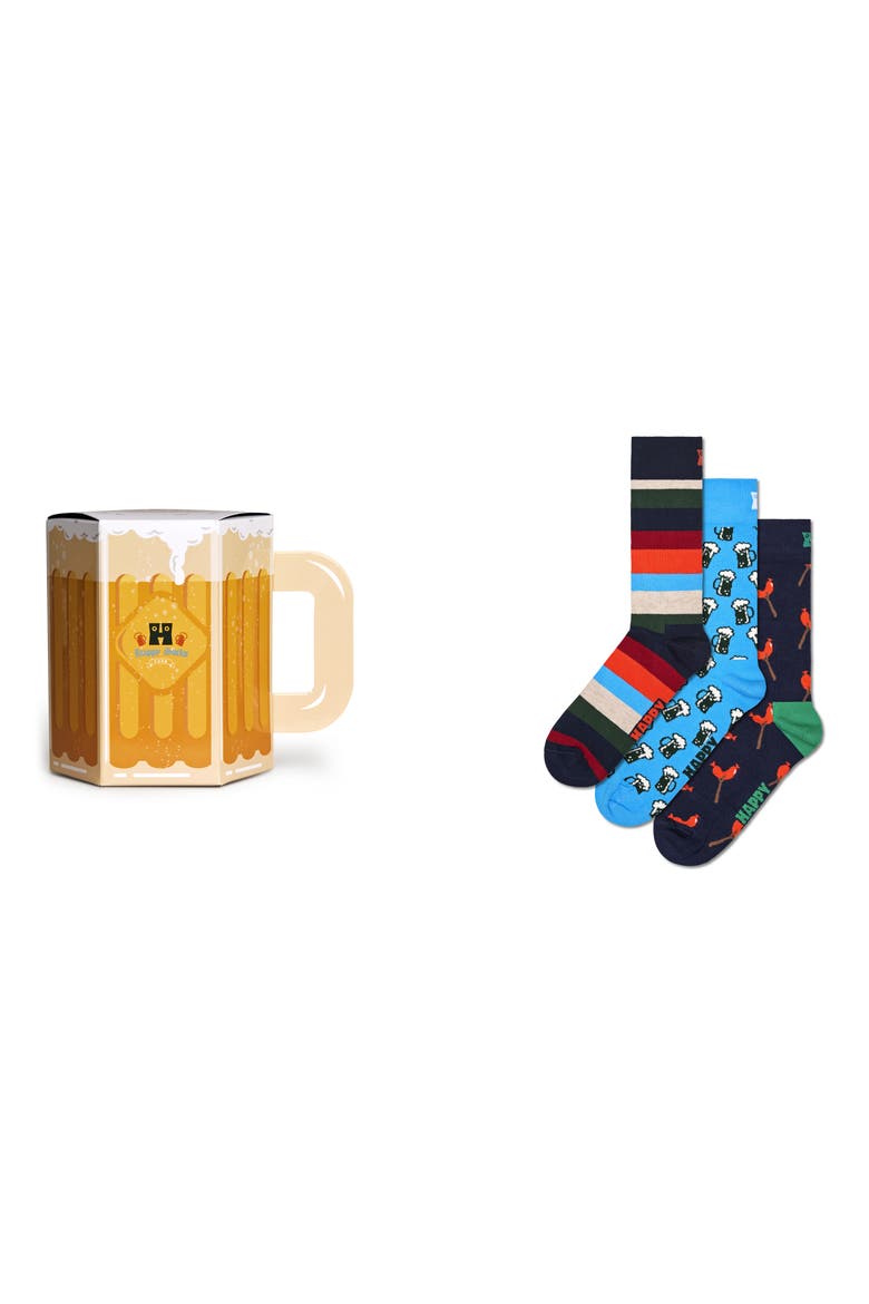 Assorted 3-Pack Crew Socks Gift Set, Main, color, NAVY