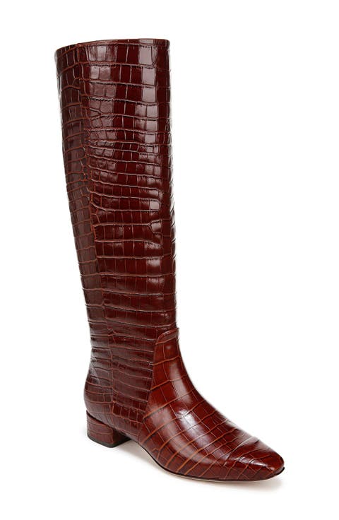 Cecile Croc Embossed Knee High Boot (Women) (Regular & Wide Calf)