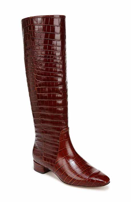 Veronica Beard Cecile Croc Embossed Knee High Boot