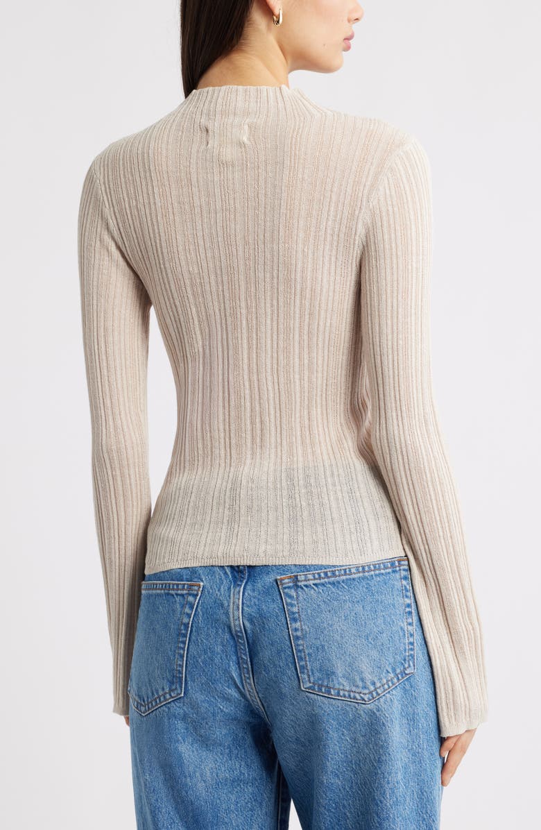 Open Edit Open Stitch Linen Blend Mock Neck Sweater, Alternate, color, Beige Pumice