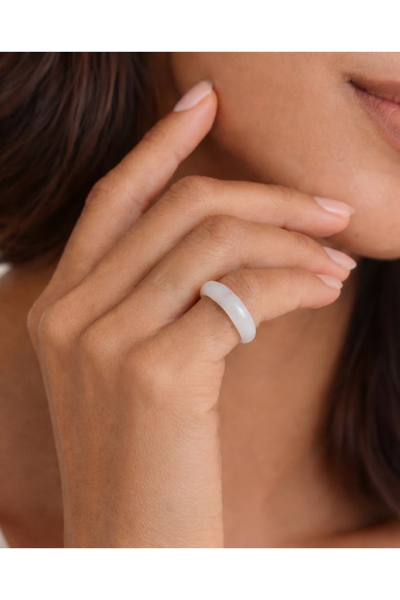 Tee White jade ring, Alternate, color, White