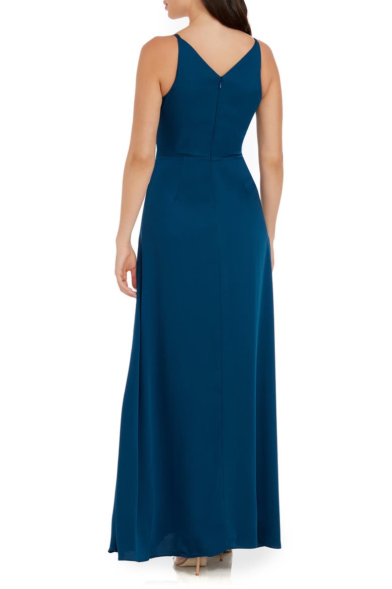 Iris Slit Crepe Gown, Alternate, color, PEACOCK BLUE