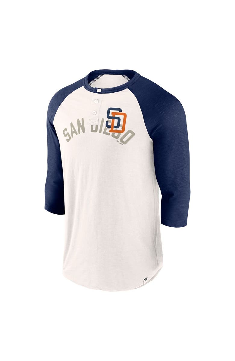 FANATICS Men's Fanatics Branded White/Navy San Diego Padres Backdoor Slider Raglan 3/4-Sleeve T-Shirt, Alternate, color,