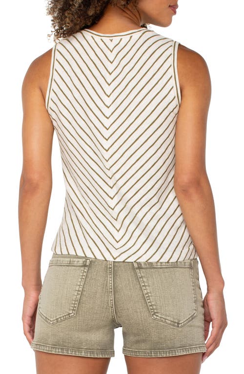 Liverpool Los Angeles Womens Striped Cotton Crewneck Twist Front Sleeveless Top Pxs Xl In Neutral