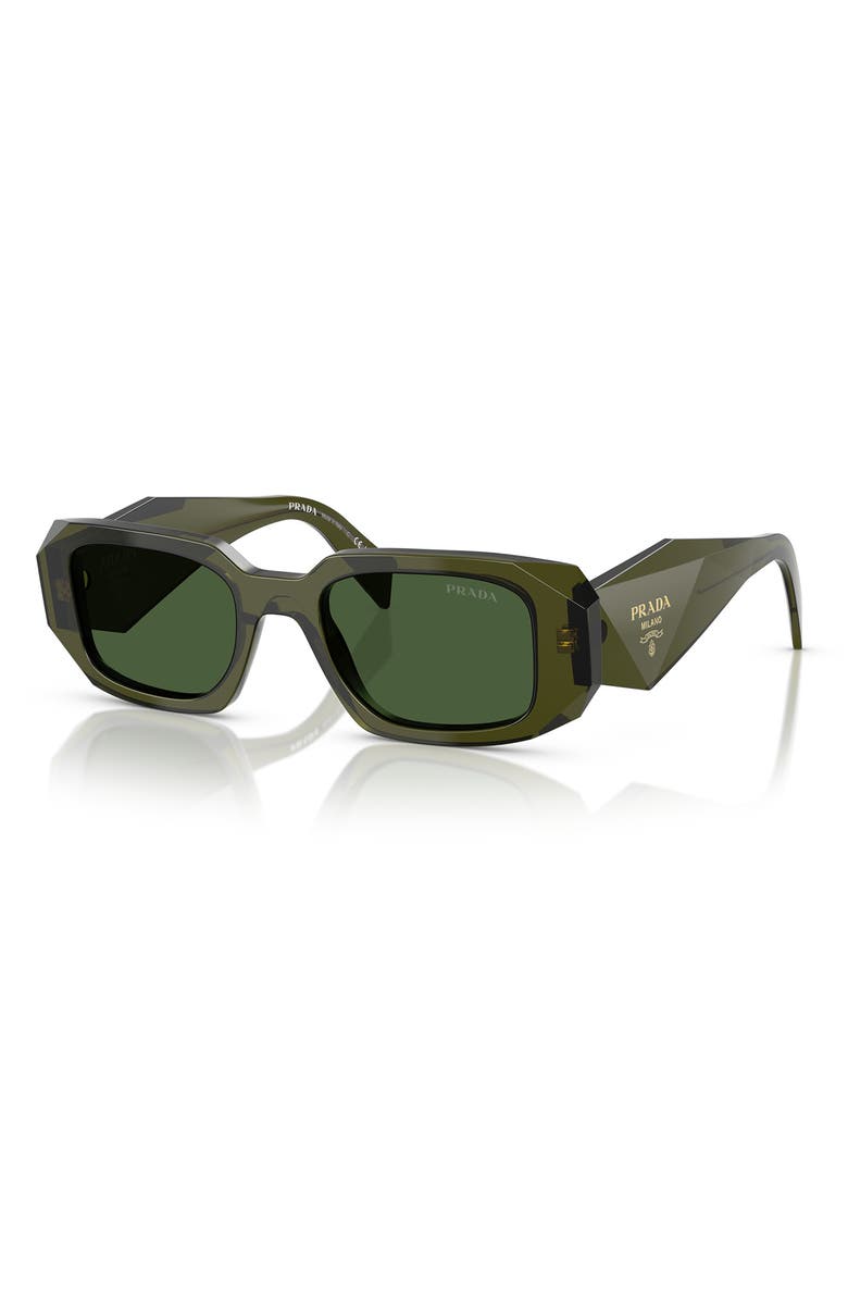 Prada 51mm Rectangular Sunglasses, Alternate, color, Dark Green