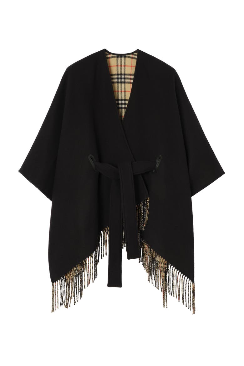 Wool Tay Cape, Main, color, Black/sand beige