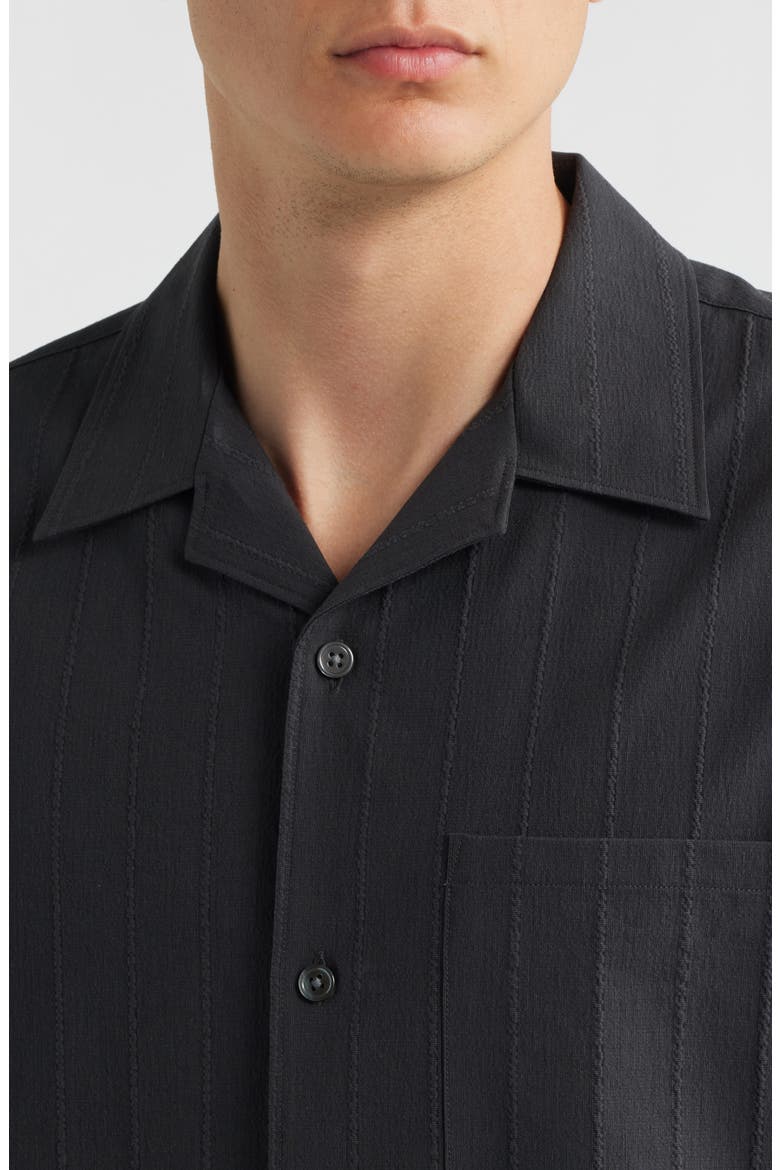 Stripe Camp Shirt, Alternate, color, BLACK/ PEWTER