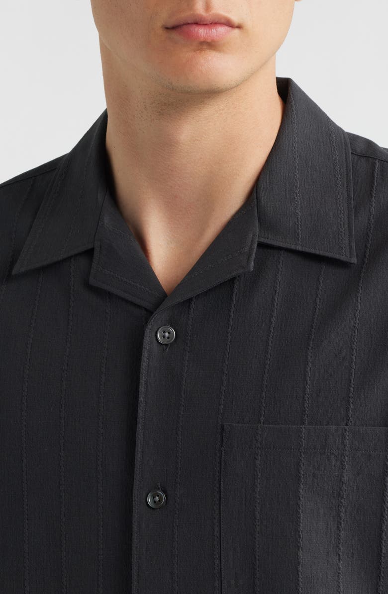 Theory Stripe Camp Shirt, Alternate, color, Black/ Pewter