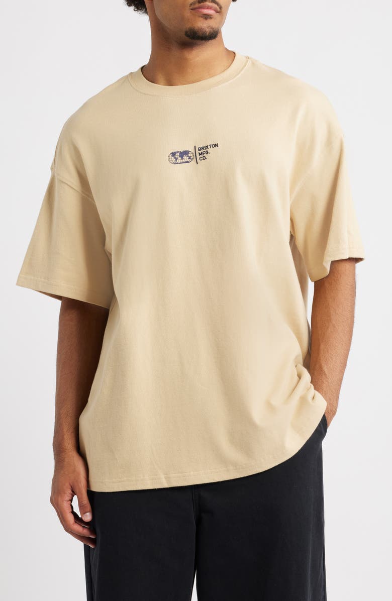 Brixton Union Relaxed Fit Heavyweight Cotton Graphic T-Shirt, Main, color, Cream Classic Wash