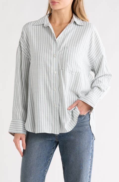 Oversize Stripe Button-Up Shirt