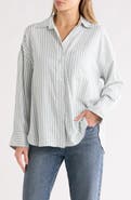 MAX STUDIO Oversize Stripe Button-Up Shirt