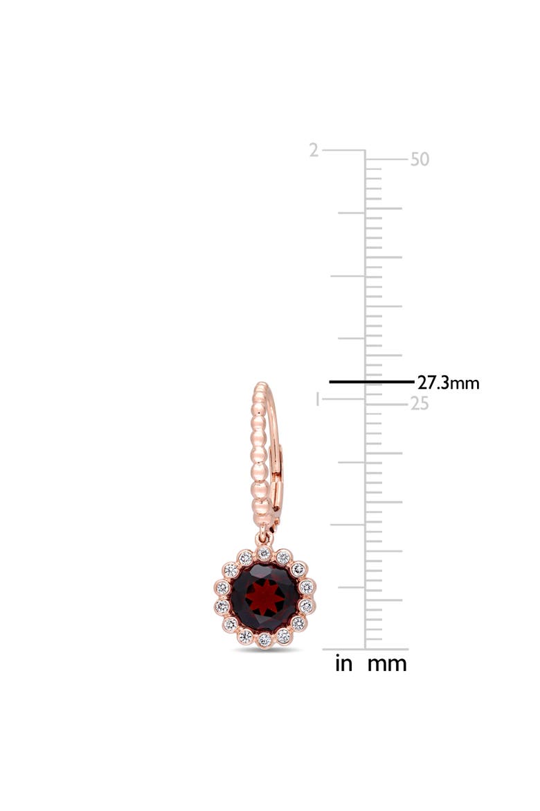 Garnet & Diamond Halo Scalloped Earrings 14k, Alternate, color, Garnet