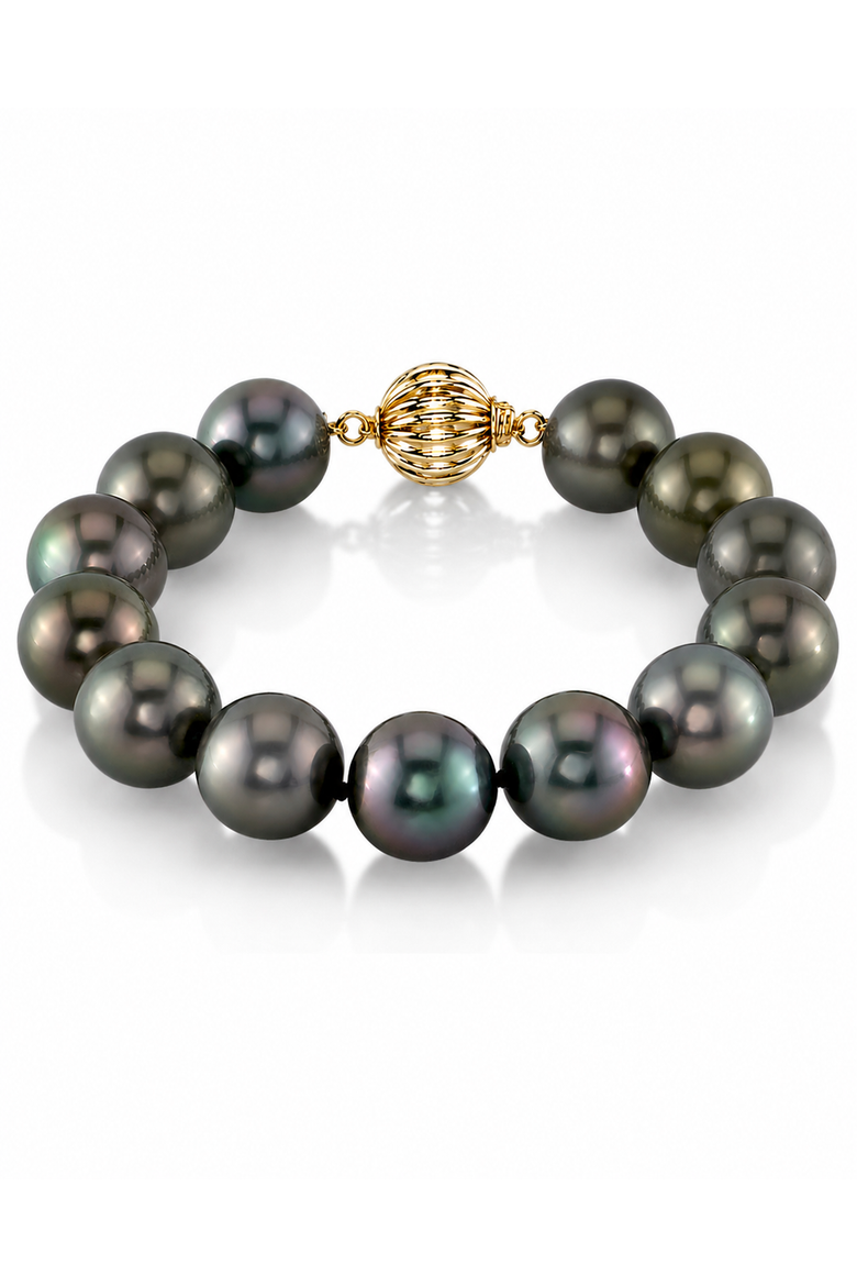 11-12mm Tahitian South Sea Pearl Bracelet - Premier AAAA Quality, Main, color, Yellow Gold Clasp