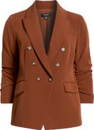 Tahari ASL Ruched Sleeve Double Breasted Blazer