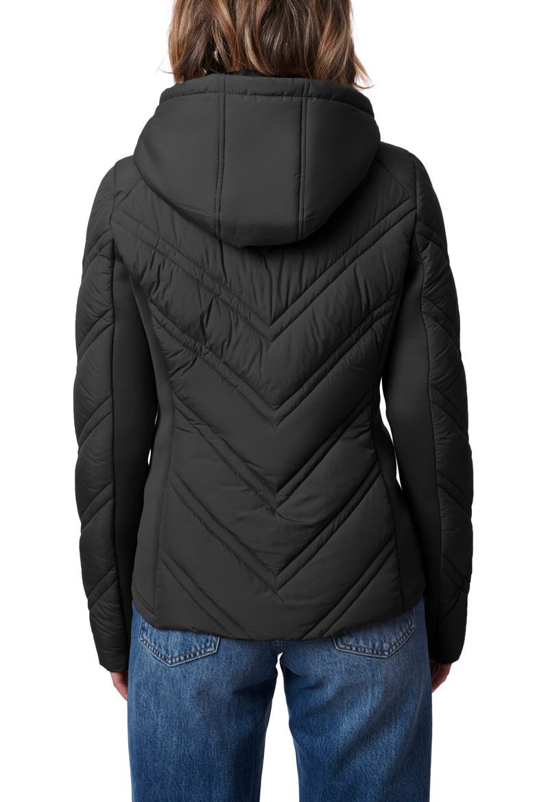 Hooded Puffer Jacket with Bib, Alternate, color, BLACK