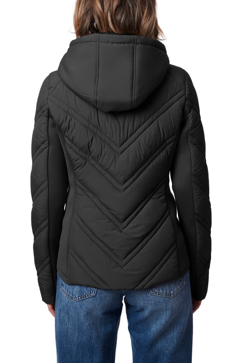 Bernardo Hooded Puffer Jacket with Bib, Alternate, color, Black