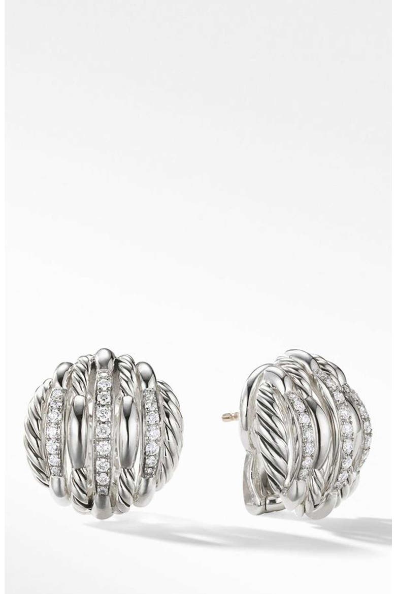 Tides Stud Earrings with Diamonds, Main, color, STERLING SILVER/ DIAMOND