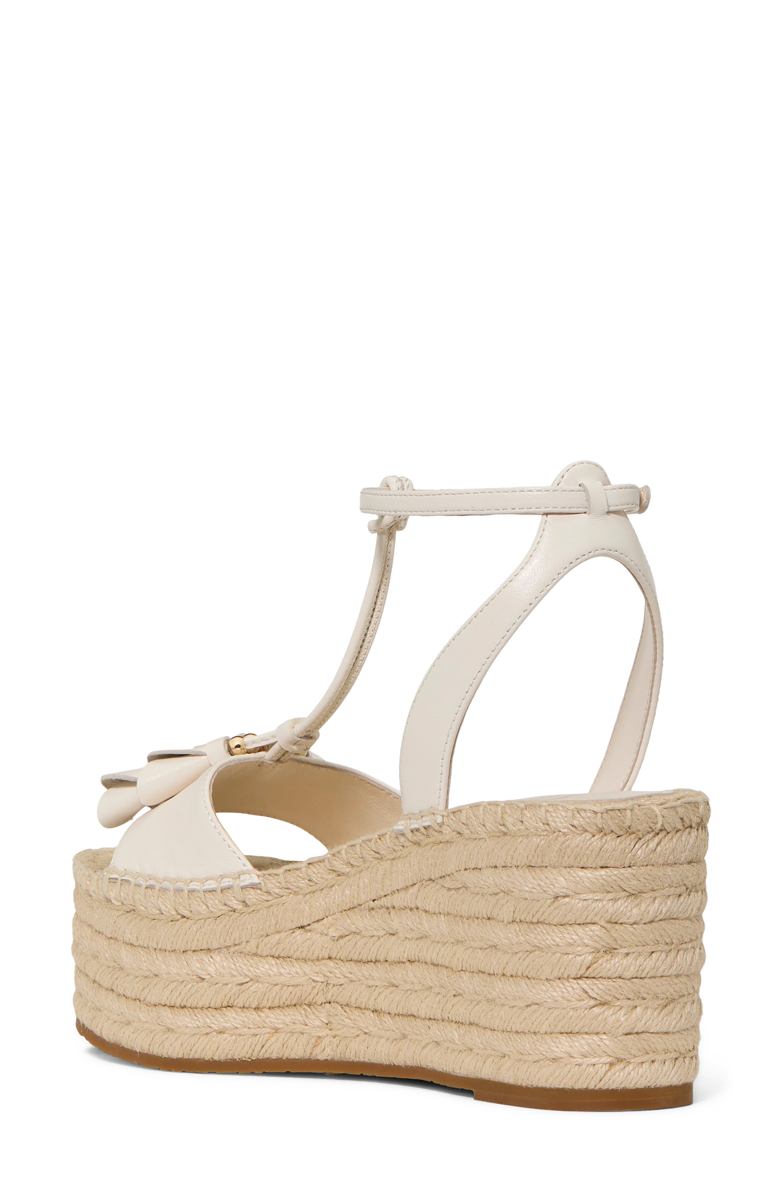 Kate Spade New York ankle strap espadrille platform wedge sandal, Alternate, color, Cream.