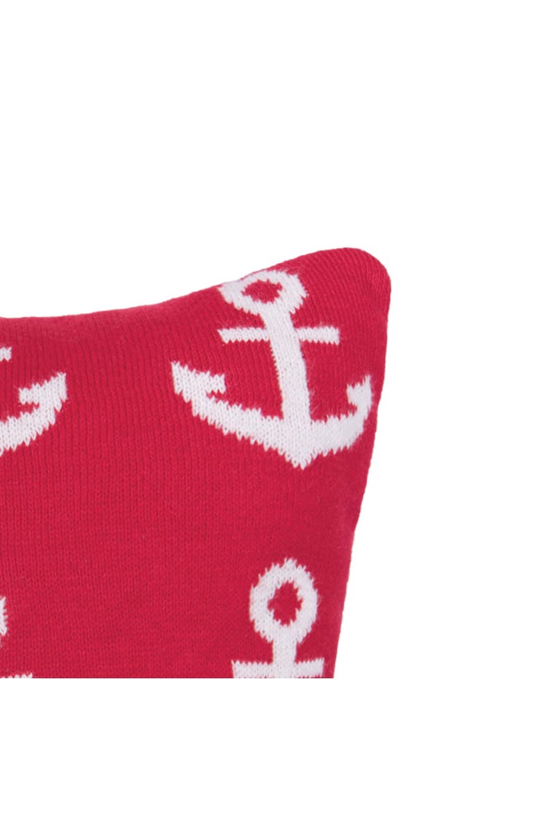 Anchor Knitted Small/Petite Accent Pillow, 10" x 10", Alternate, color, Red