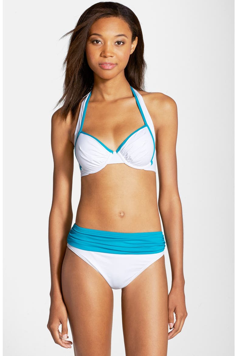 'Deck Piping' Underwire Bikini Top, Alternate, color, WHITE/ SEASIDE