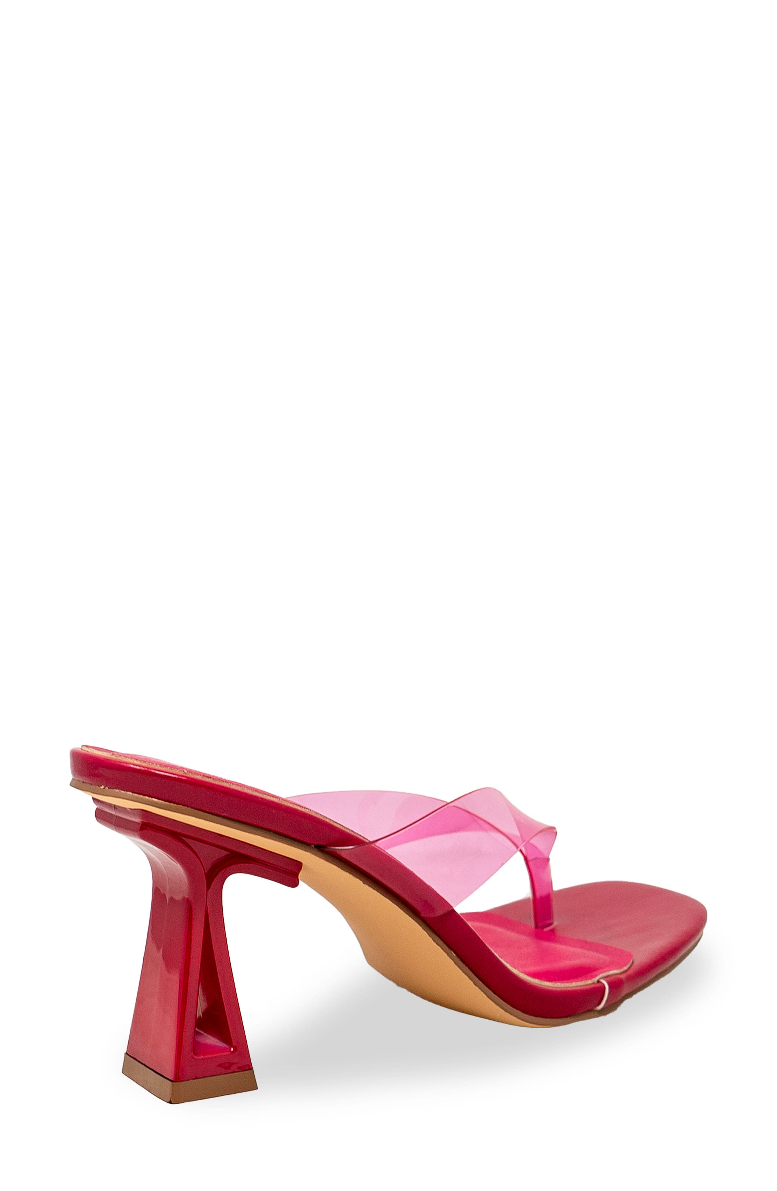 Translucent Strap Block Heel Sandal, Alternate, color, FUCHSIA