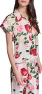 KARL LAGERFELD PARIS Placed Floral Satin Button-Up Shirt