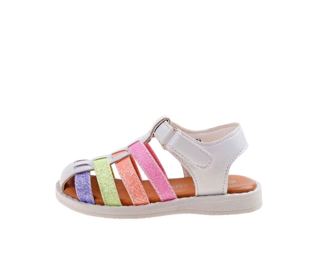 Laura Ashley Closed Toe Multi glitter strap Sandals, Alternate, color, White/Multi