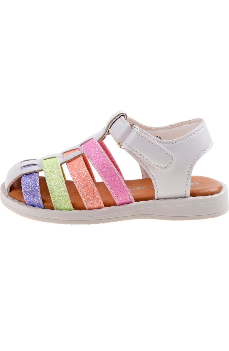Laura Ashley Closed Toe Multi glitter strap Sandals, Alternate, color, White/Multi