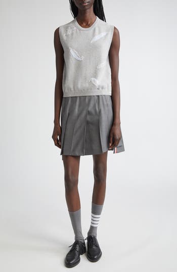 ミニスカート THOM BROWNE Drop-Back Wool Mini Skirt FGC402V 06146 035 Thom Browne Drop Back Pleated Wool Miniskirt | Nordstrom