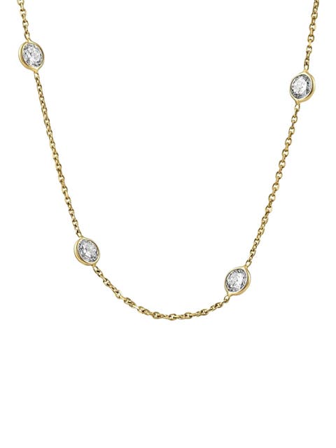 4Ct Diamonds By The Yard Necklace 14K Gold Lab Grown Station Pendant