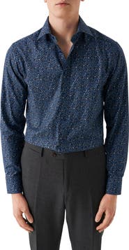 Eton Slim Fit Micro Floral Cotton Twill Dress Shirt
