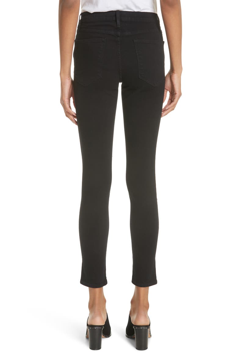 Le High Split Hem Skinny Jeans, Alternate, color, FILM NOIR