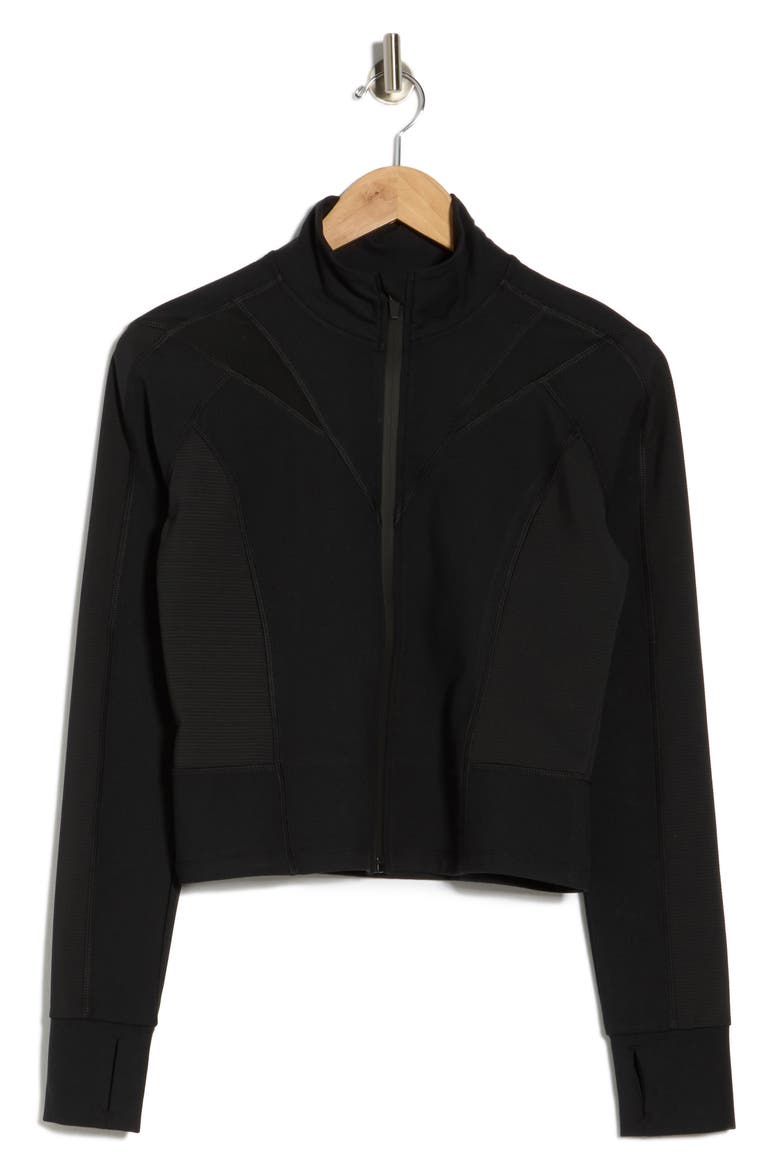 Lux Ascension Cropped Fitted Jacket, Alternate, color, BLACK