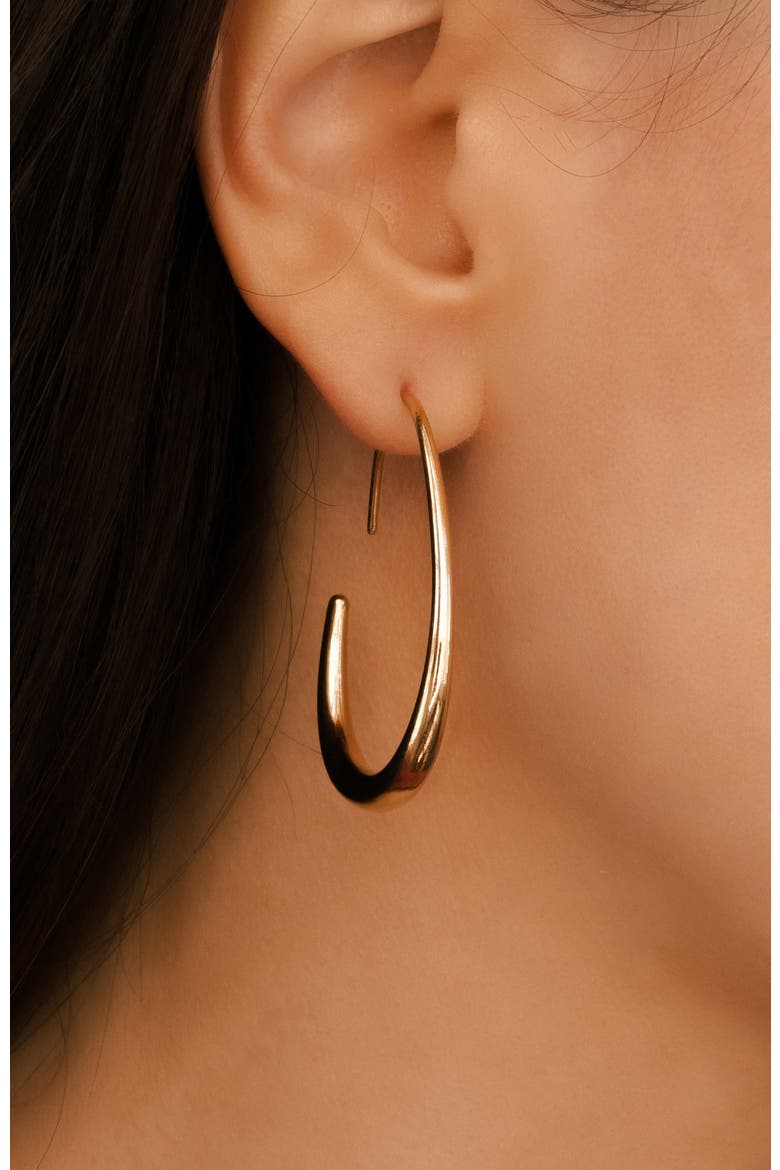 Fluid Hoop Earrings, Alternate, color, Gold