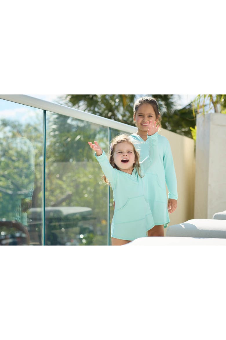 Kid's Long Sleeve Sun and UV Protection Hoodie Dress, Alternate, color, Mint