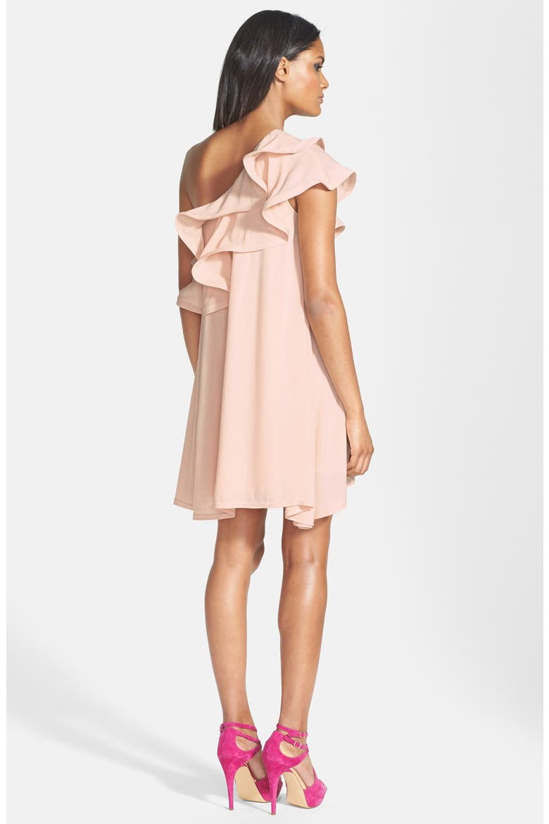 Ruffle One-Shoulder Dress, Alternate, color, CREAM