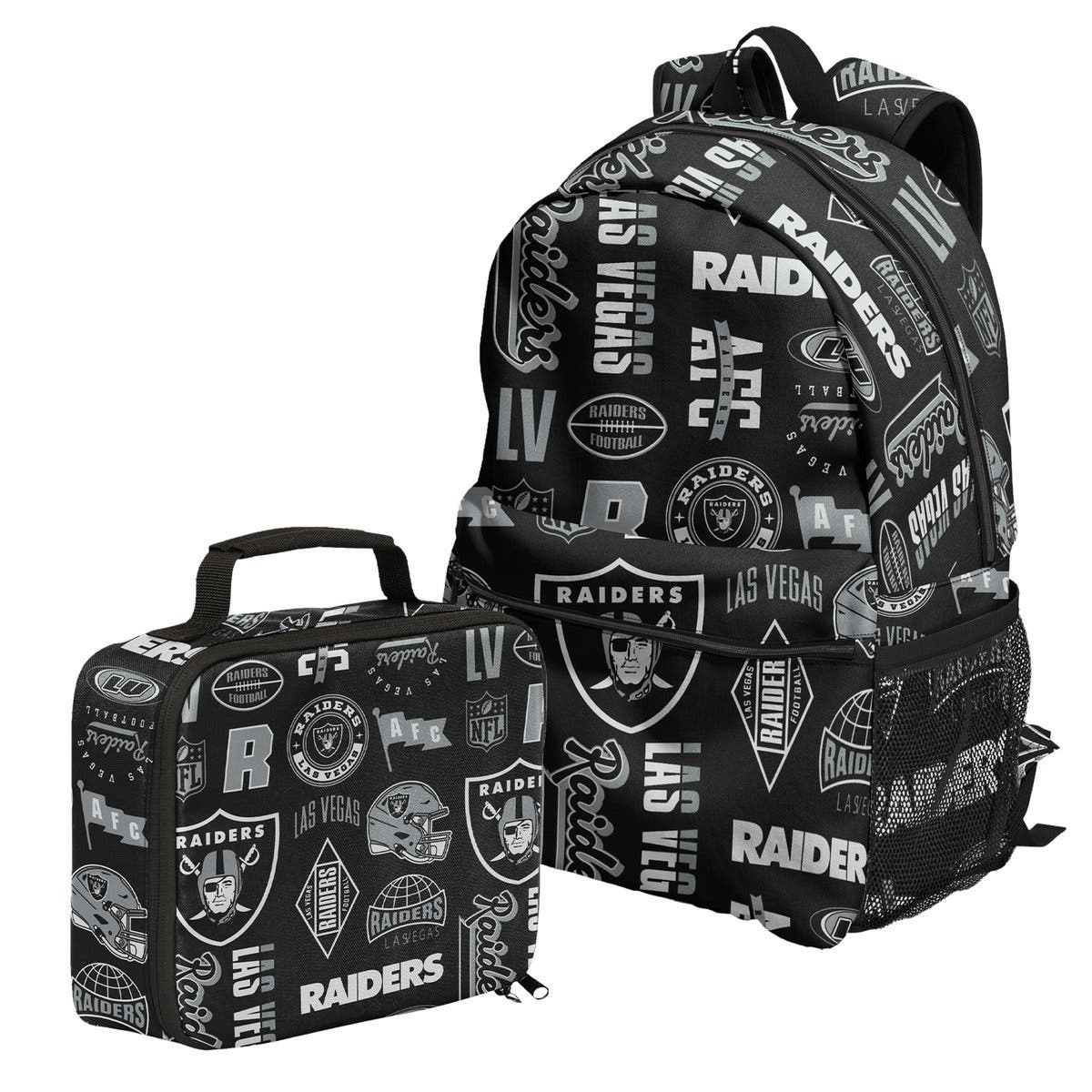 Las Vegas Raiders Backpack and Lunchbox Set, Main, color, Black
