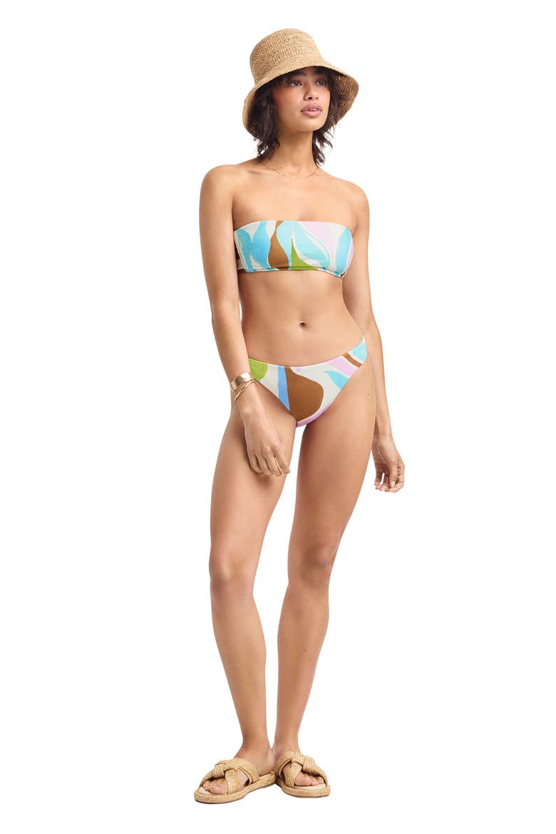 Nala Bandeau Bikini Top, Alternate, color, WHITE/ MULTI