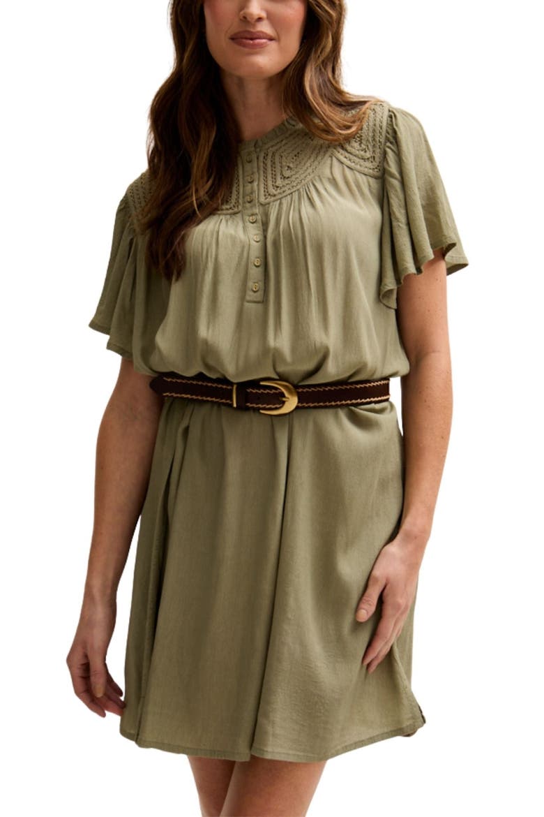 Roma Angel Sleeve Mini Dress, Main, color, Green
