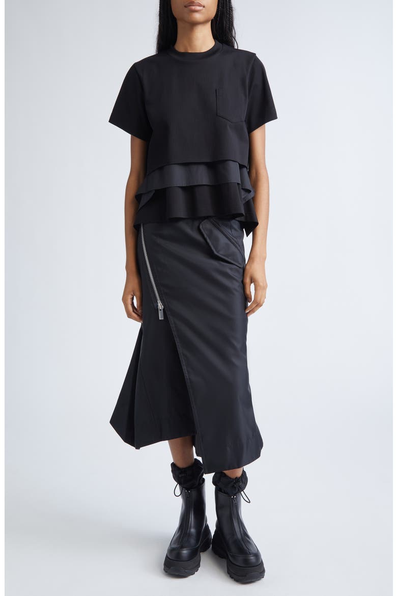 Insulated Nylon Twill Skirt, Alternate, color, BLACK