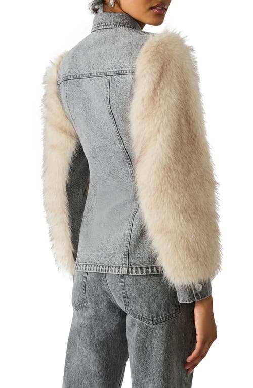 Steve Madden Parker Denim & Faux Fur Jacket In Gray