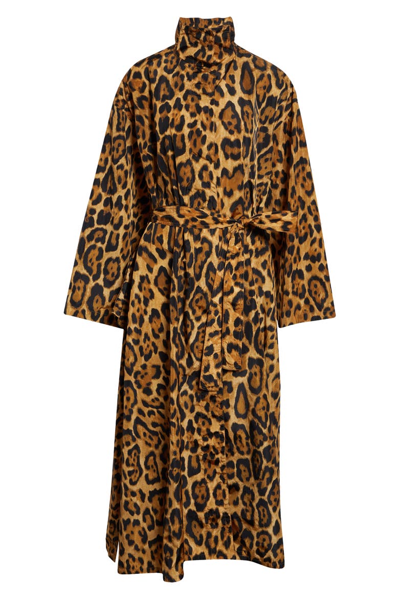 Animal Print Nylon Taffeta Trench Coat, Main, color, NOIR/ CARAMEL